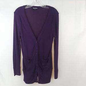 Planet Gold Royal Purple Button Down Cardigan SZ L